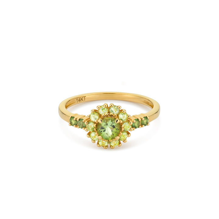 14K massief gouden ring met groene peridot steen - 114002G