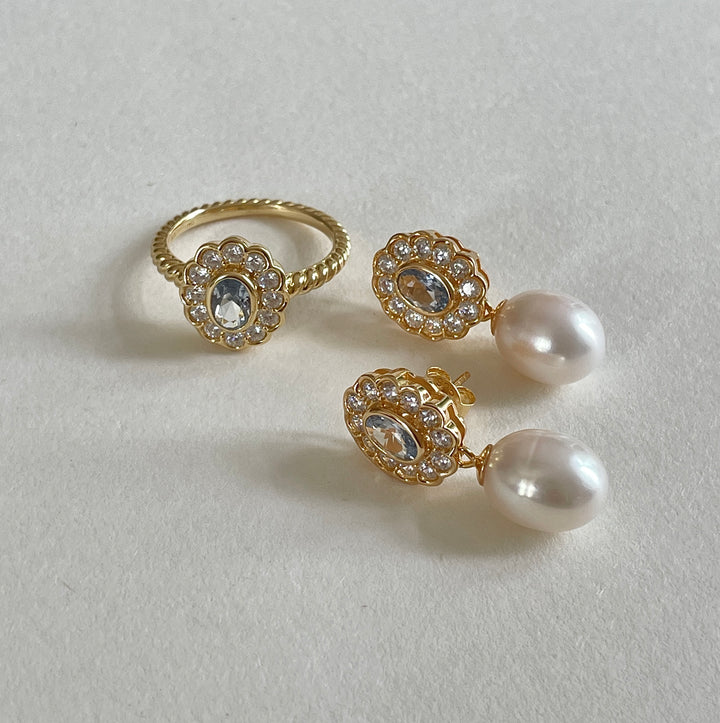 Blue bloom oorbellen - 424109Y