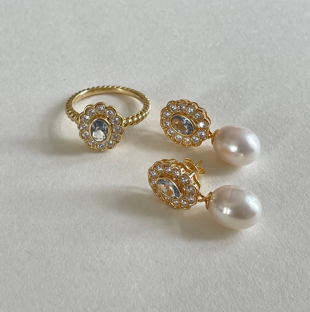 Blue bloom oorbellen - 424109S