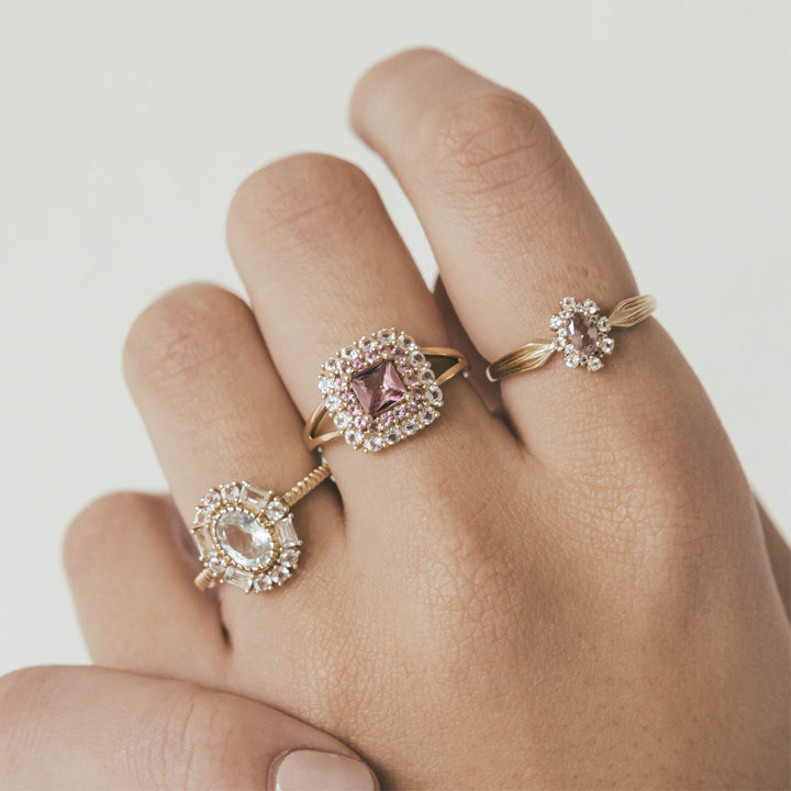 14K massief gouden ring met roze toermalijn steen - 114001G