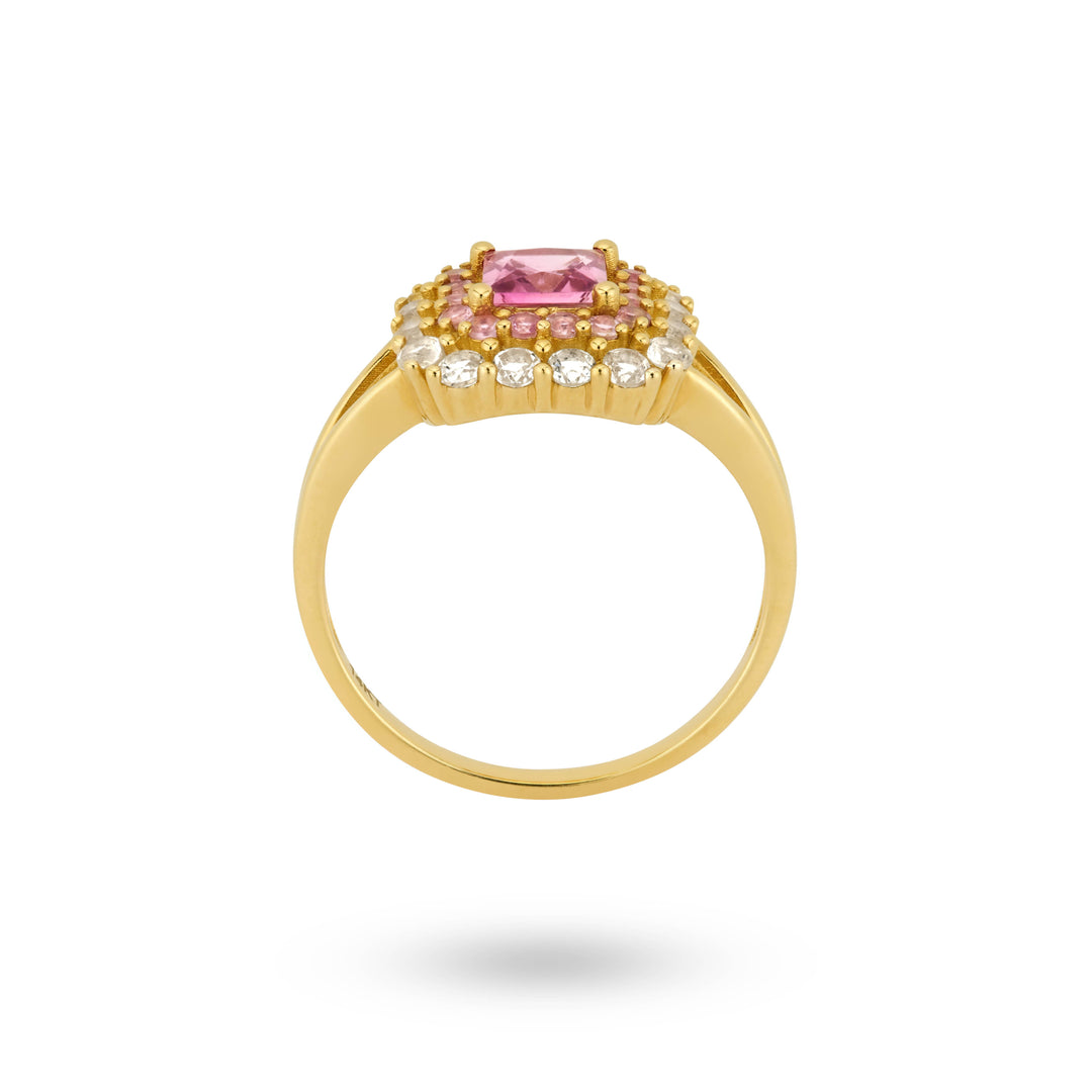 14K massief gouden ring met roze toermalijn steen - 114001G