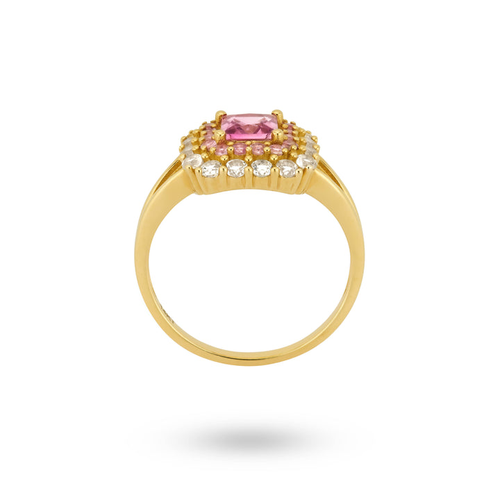 14K massief gouden ring met roze toermalijn steen - 114001G