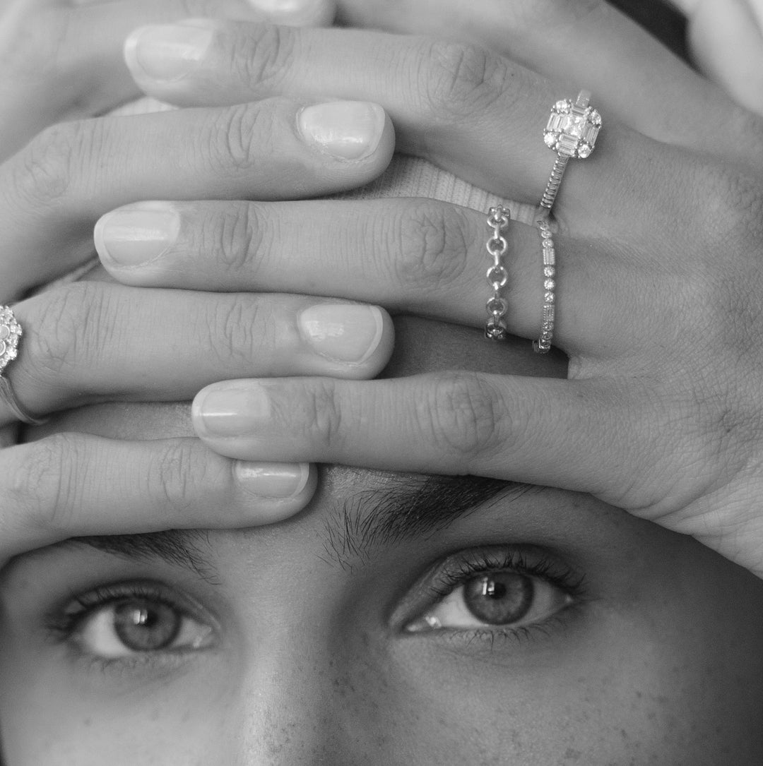 Ring with stones and structure - 124106S