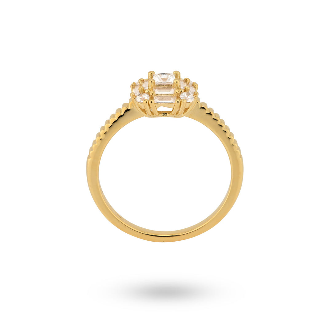 Ring met steentjes en structuur - 124106Y