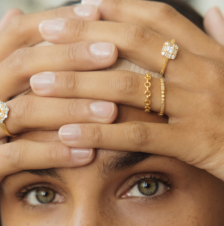 Ring with stones and structure - 124106Y