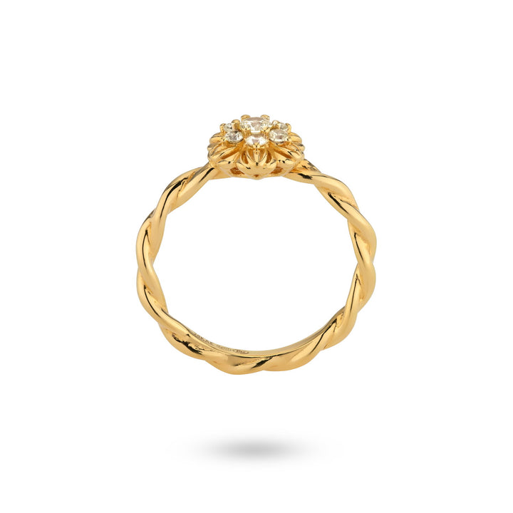 Ring with twisted band and flower - 124108Y