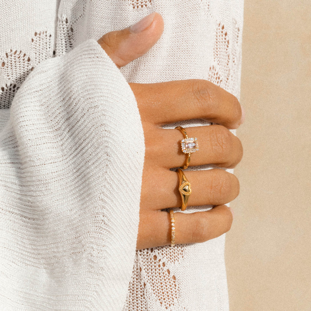 Ring met hart en structuur - 124116S