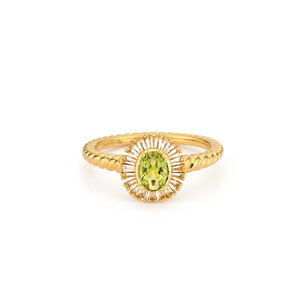 Ring met gedraaide band en gekleurde stenen