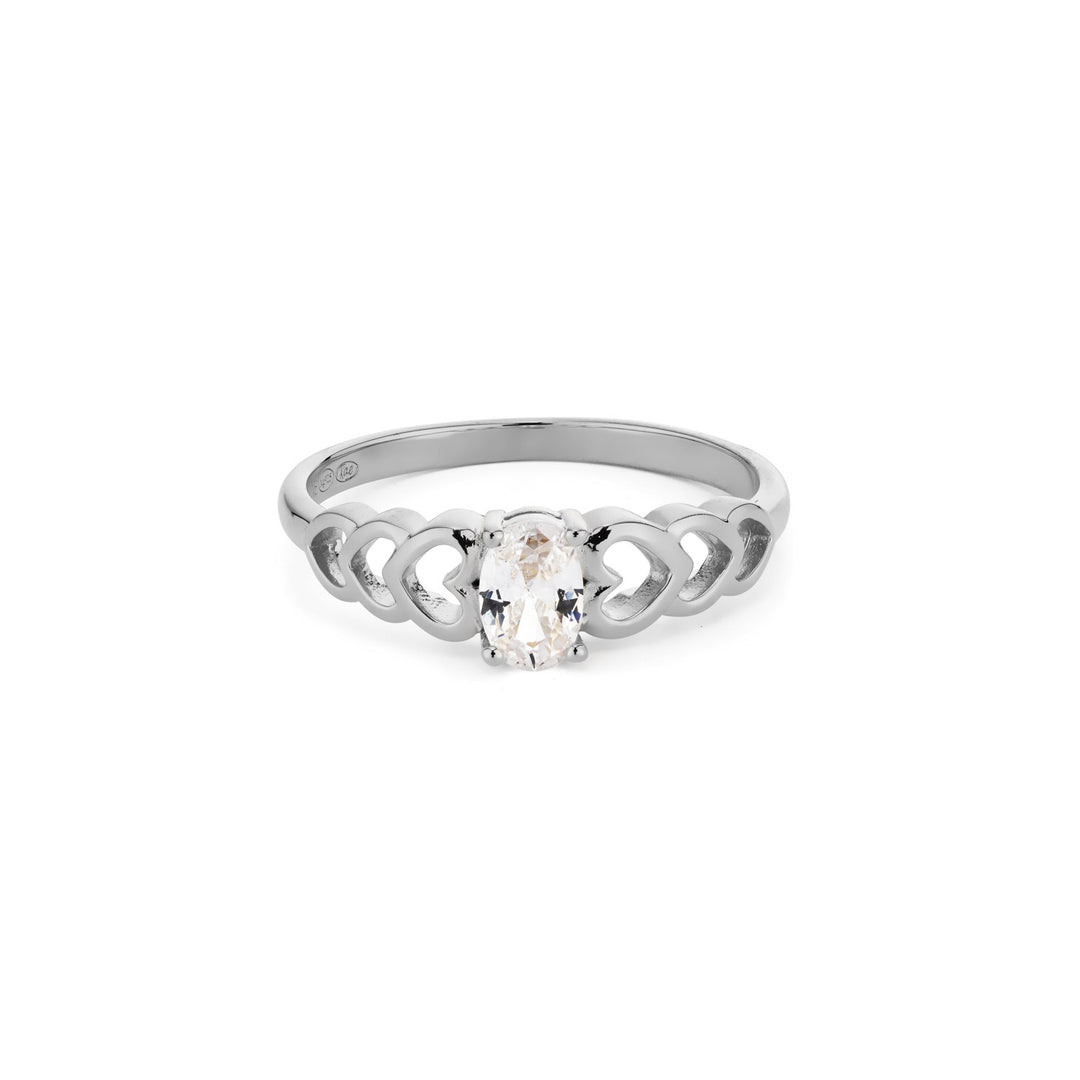 Ring met gekleurde steen en hartvormige details