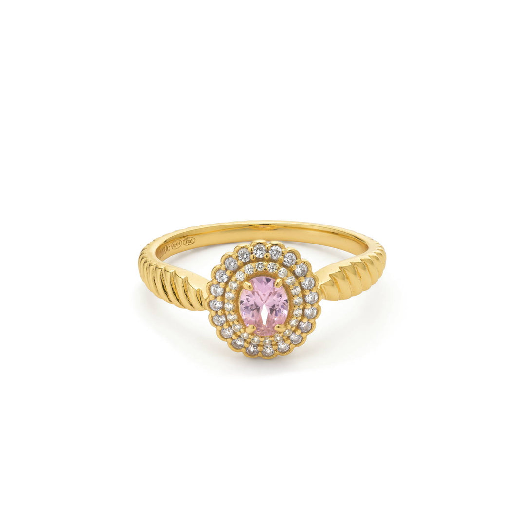 Ring met gekleurde stenen en gedraaide band