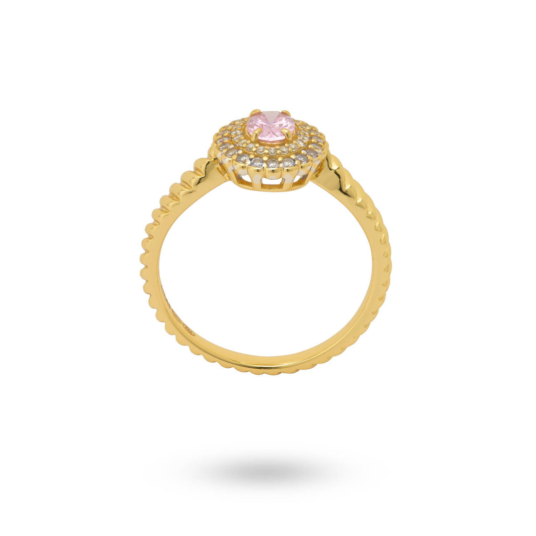 Ring met gekleurde stenen en gedraaide band - 124143Y
