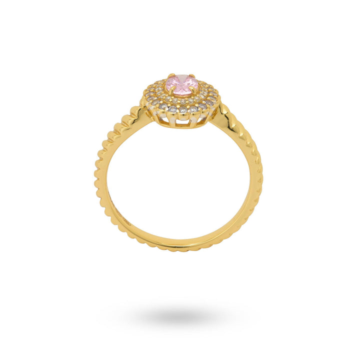 Ring met gekleurde stenen en gedraaide band - 124143Y