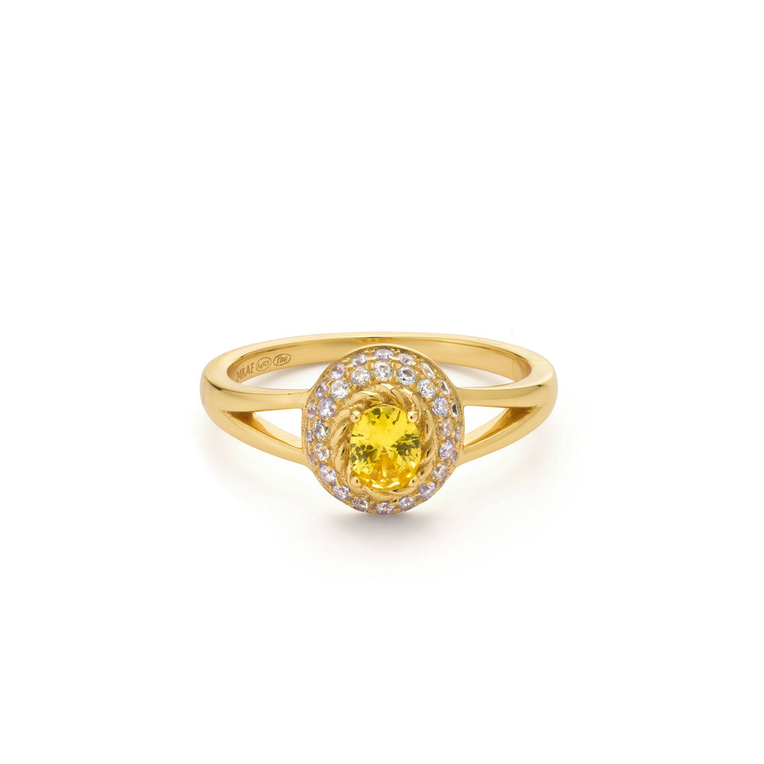 Ring met gekleurde stenen en open banddetail