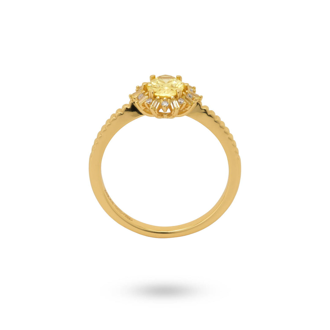 Ring with colored stones and structured band - 124148Y