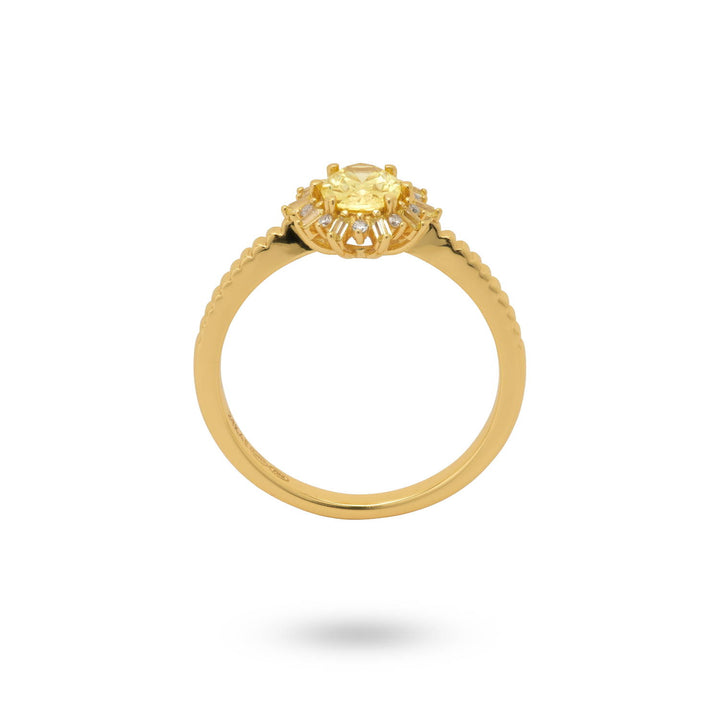 Ring with colored stones and structured band - 124148Y