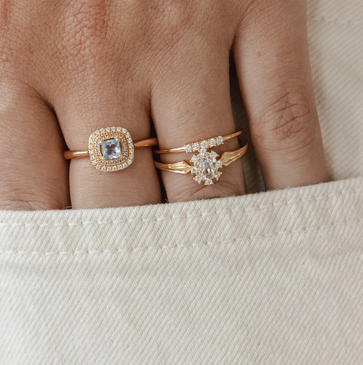 Ring met kleine witte steentjes - 124151Y