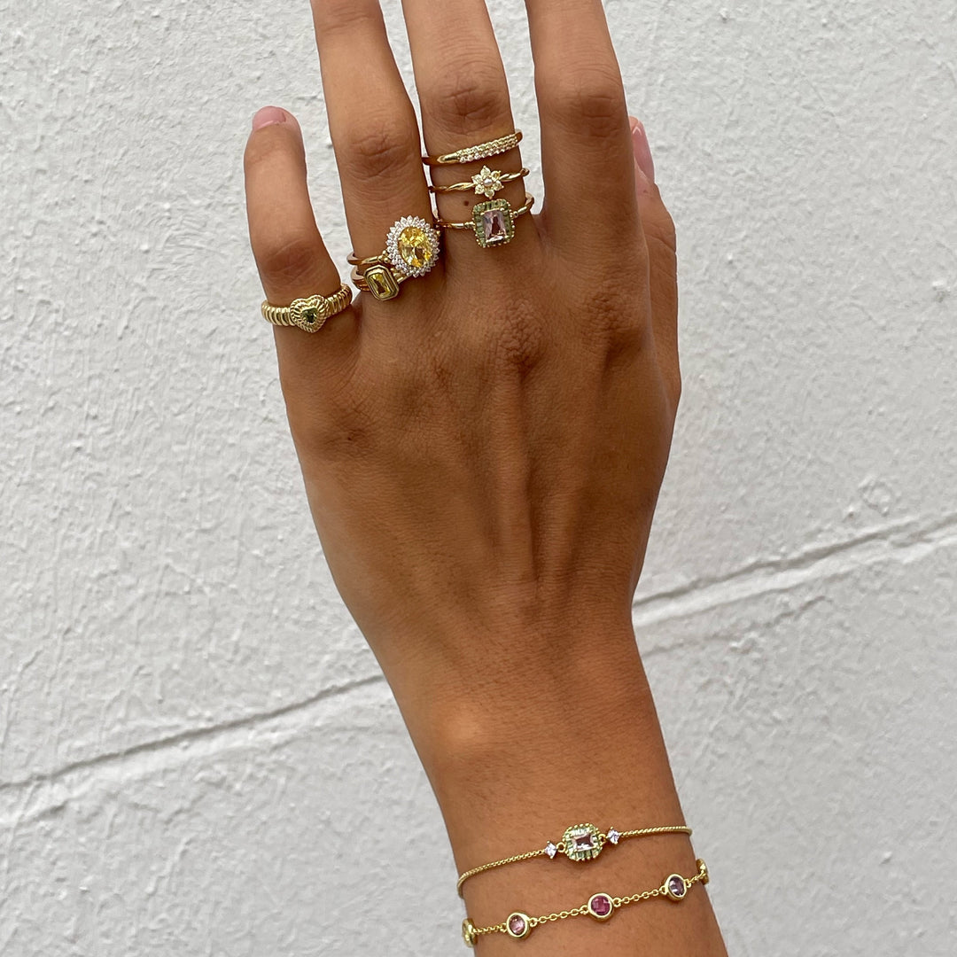 Ring with flower and pearl - 124170Y