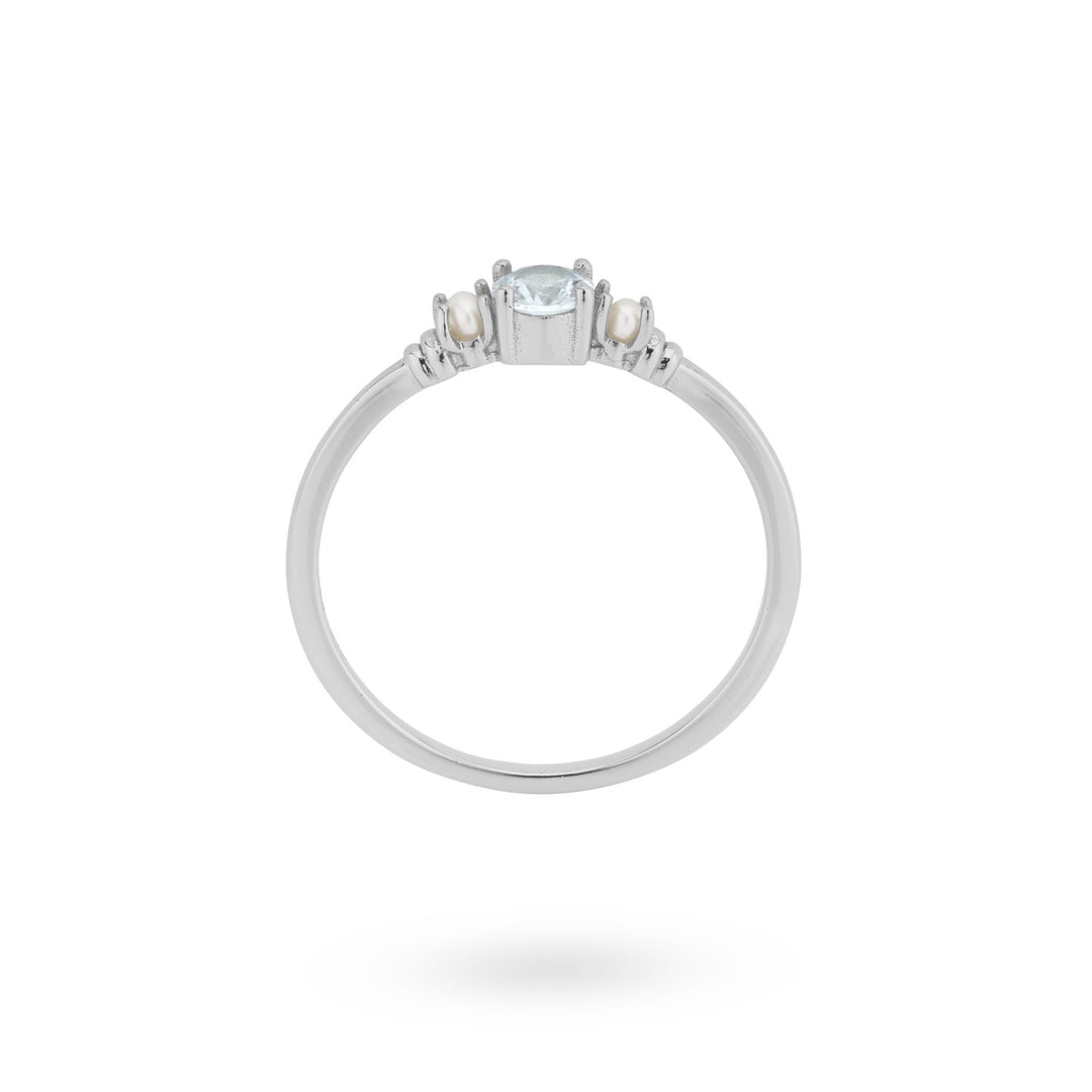 Ring with pearls and colored stone - 124166S