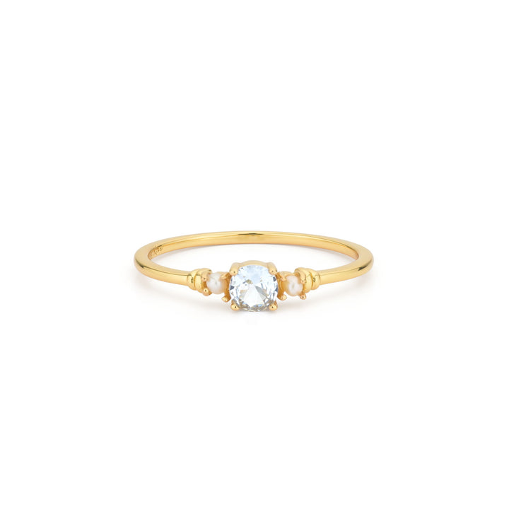 Ring with pearls and colored stone - 124166Y
