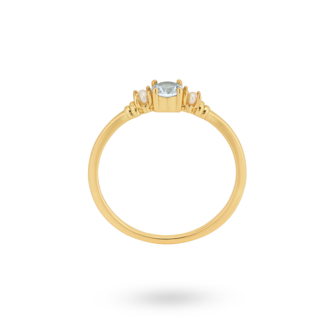 Ring with pearls and colored stone - 124166Y