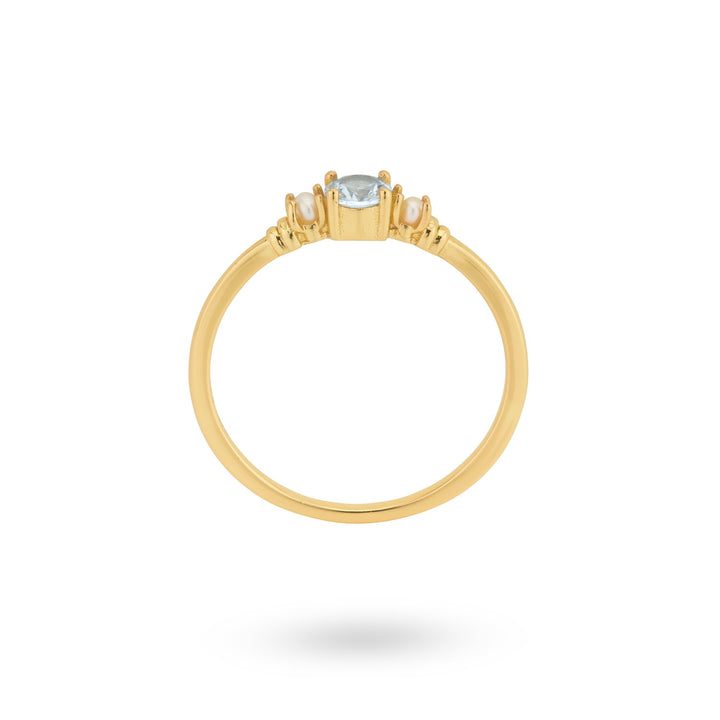 Ring with pearls and colored stone - 124166Y