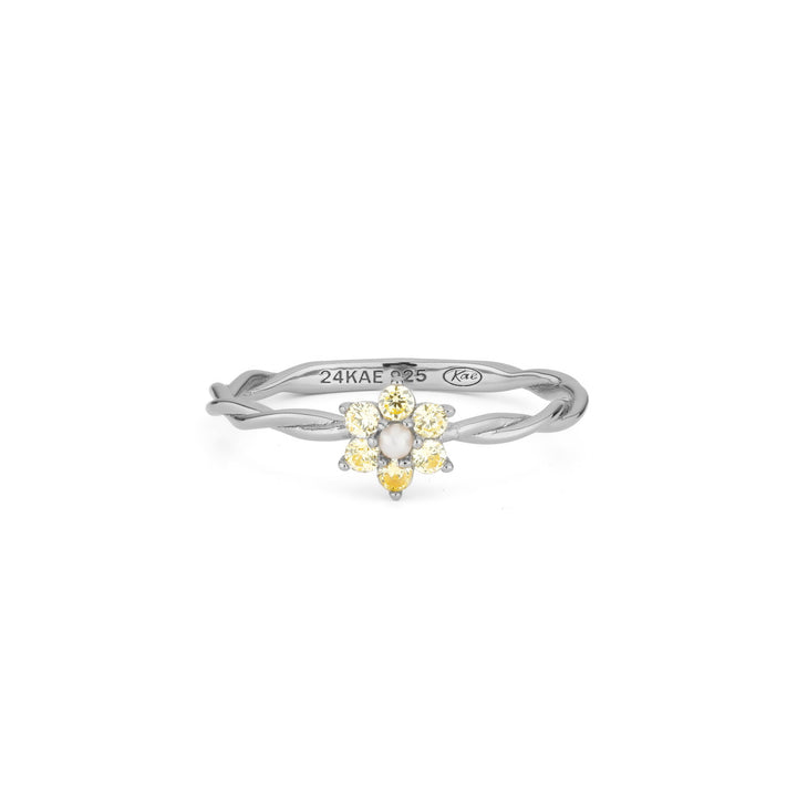 Ring with flower and pearl - 124170S