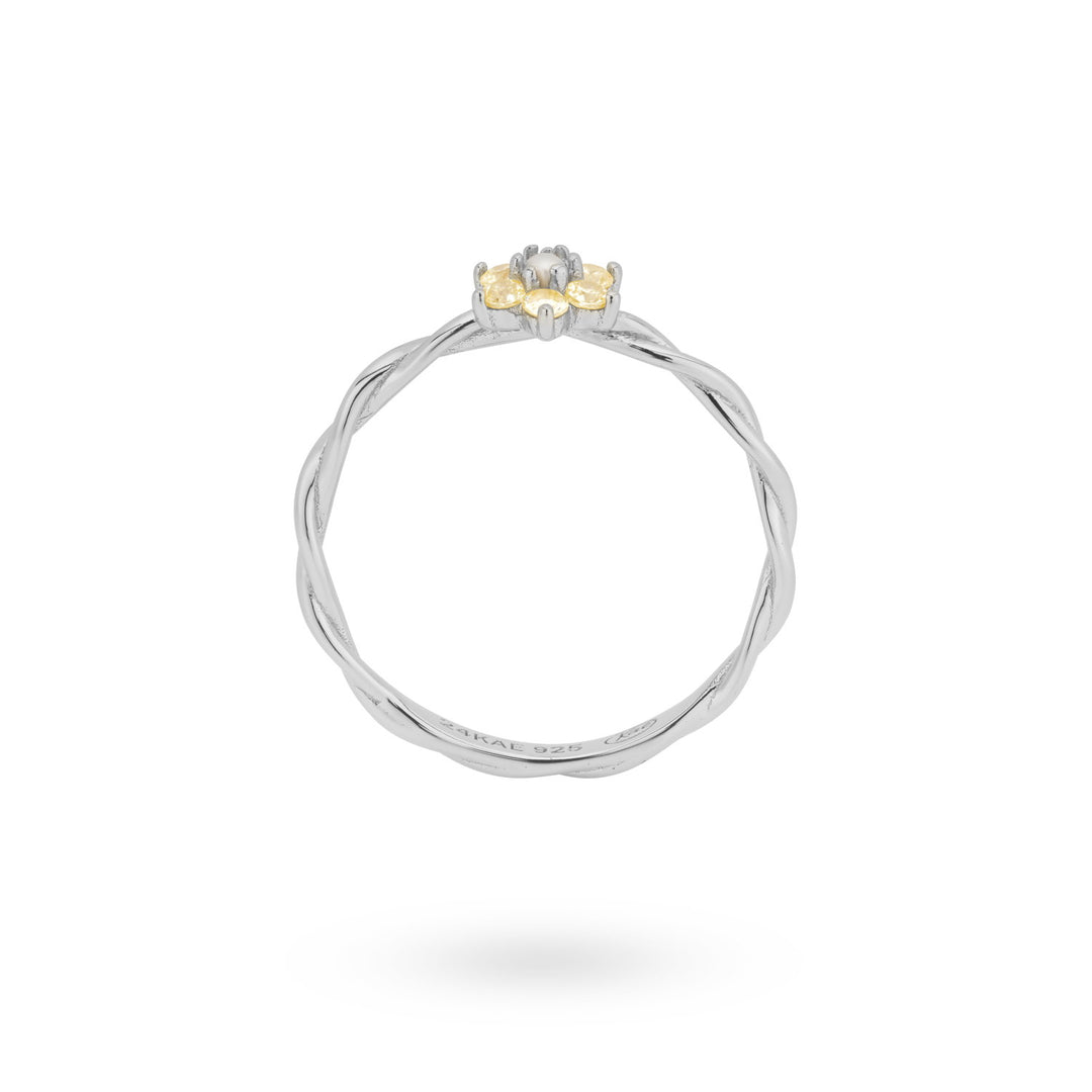 Ring with flower and pearl - 124170S