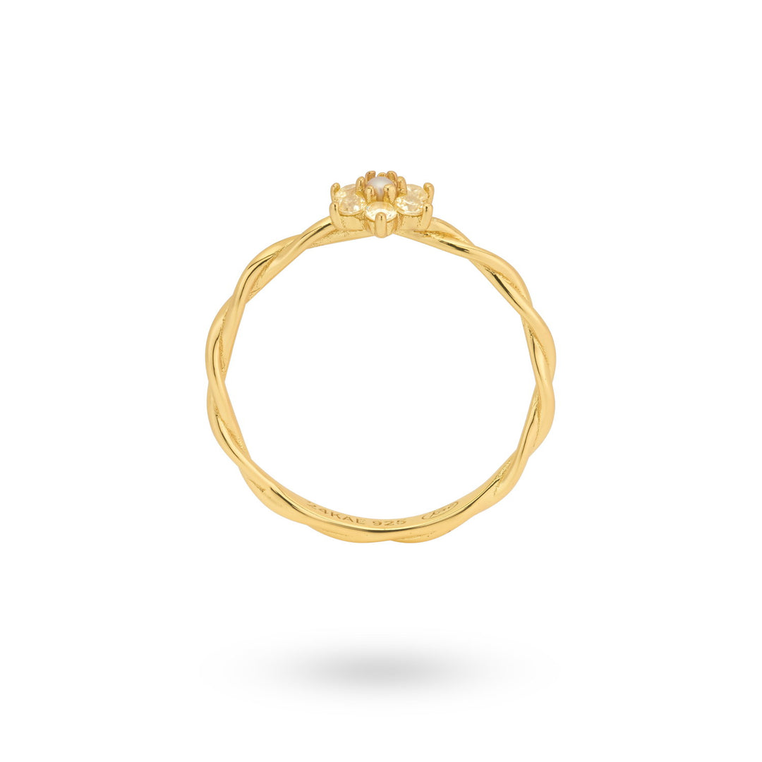 Ring with flower and pearl - 124170Y