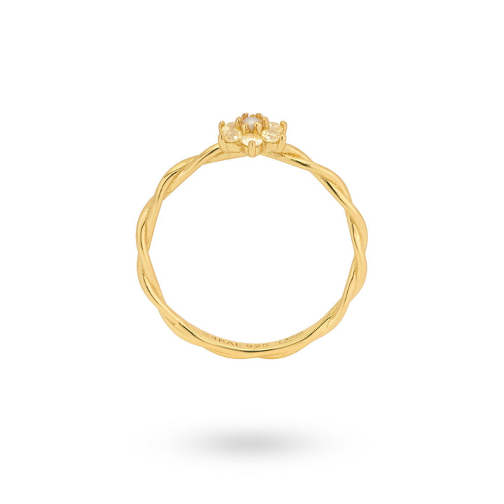 Ring with flower and pearl - 124170Y