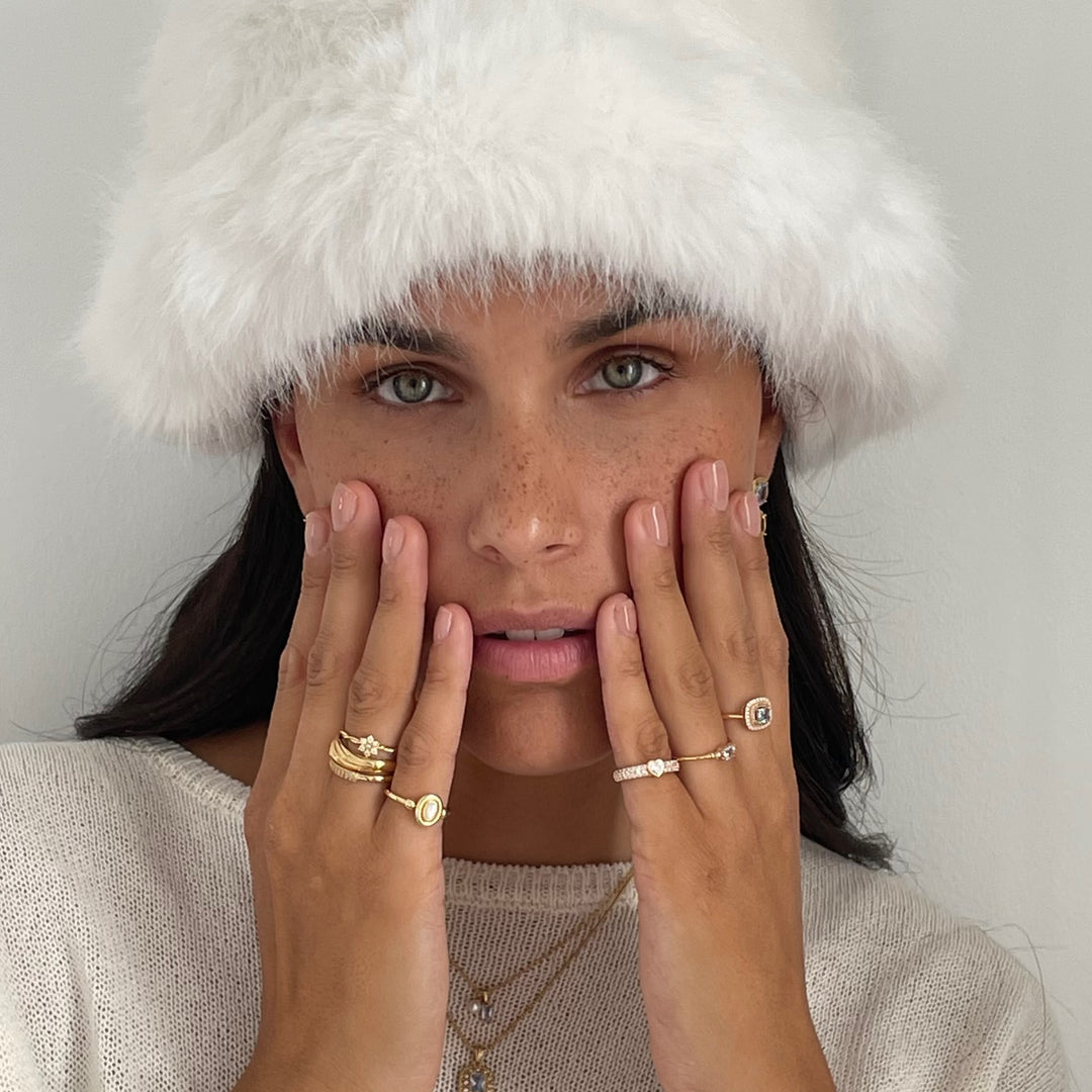 Ring with pearls and colored stone - 124166Y