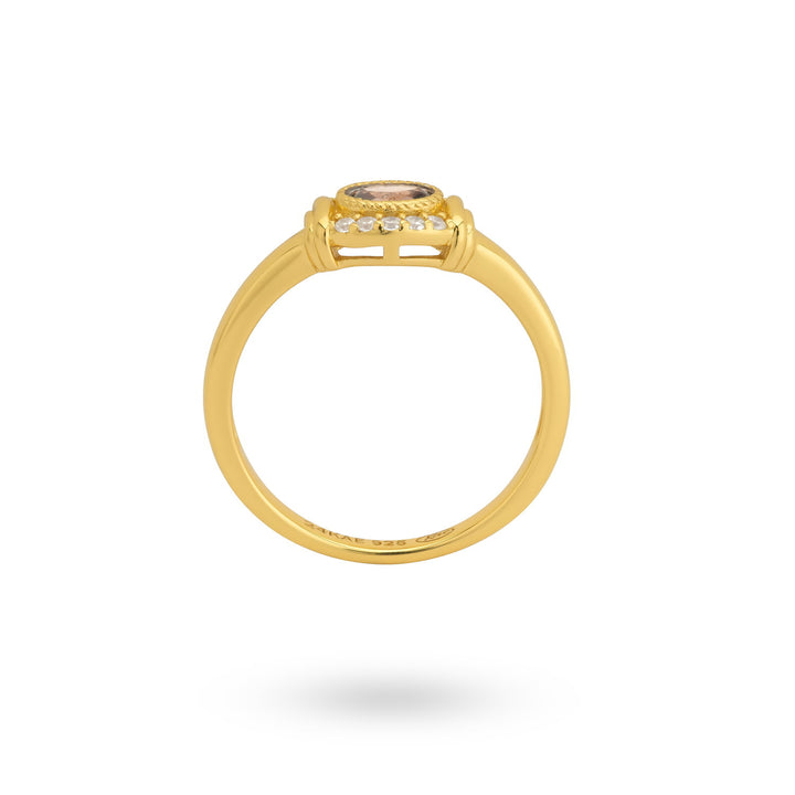 Ring with oval shaped stone and details - 124174Y