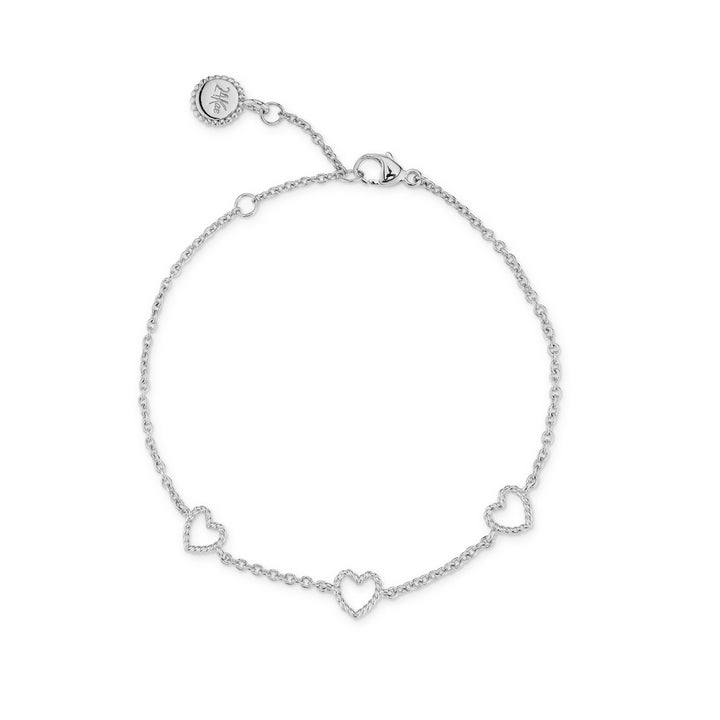 Bracelet with rope structured hearts - 22460S