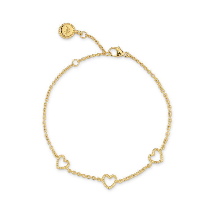 Bracelet with rope structured hearts - 22460Y