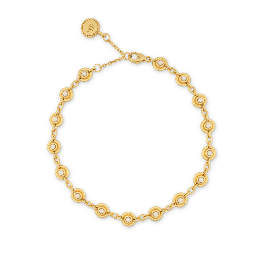 Armband met ronde ketting en lichtroze stenen