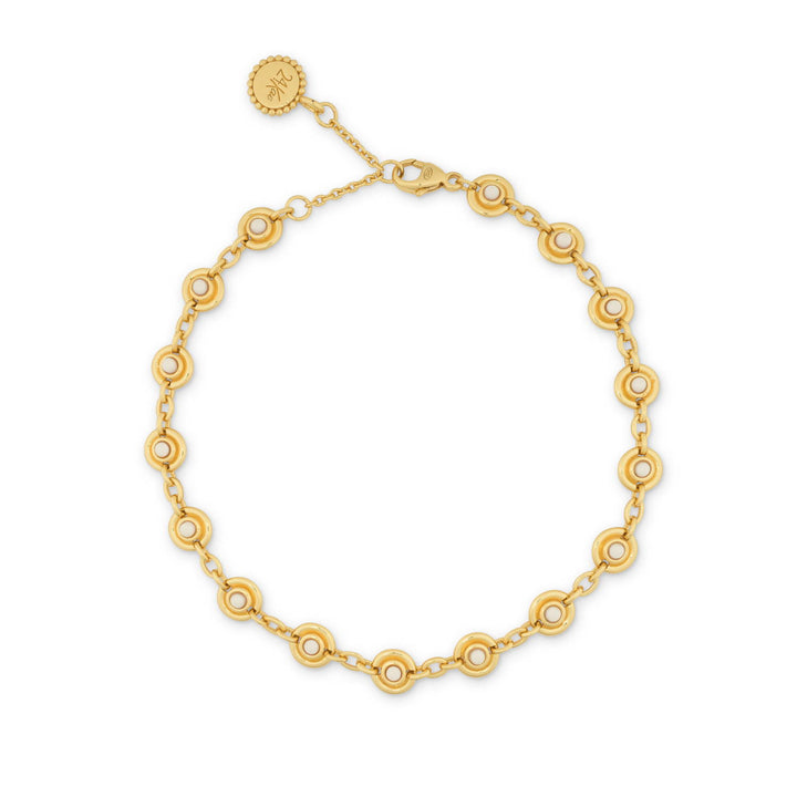 Armband met ronde ketting en lichtroze stenen - 22478Y