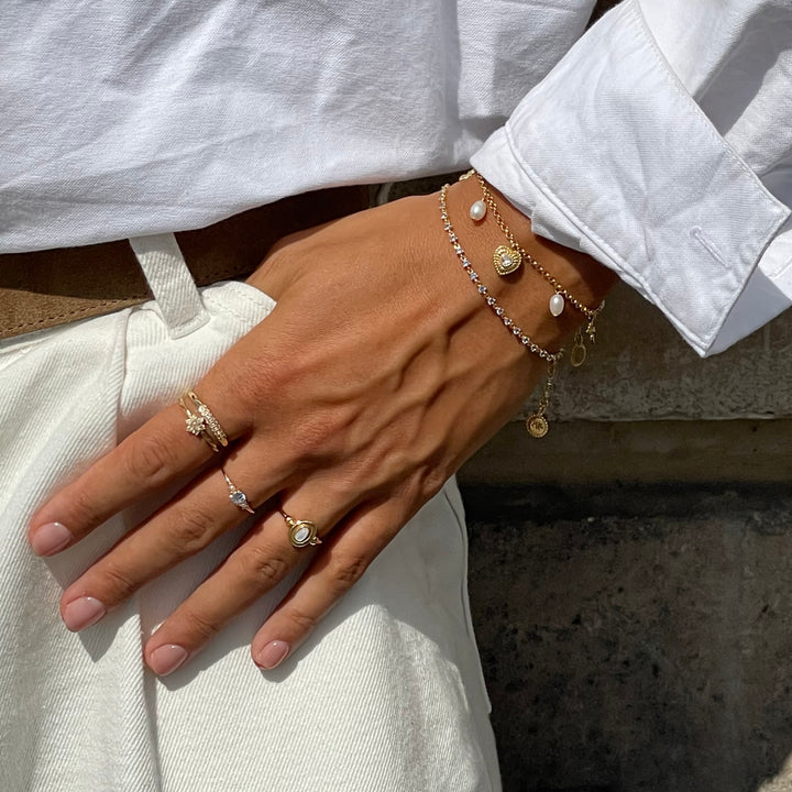 Charm bracelet with sweetwater pearls - 22498Y