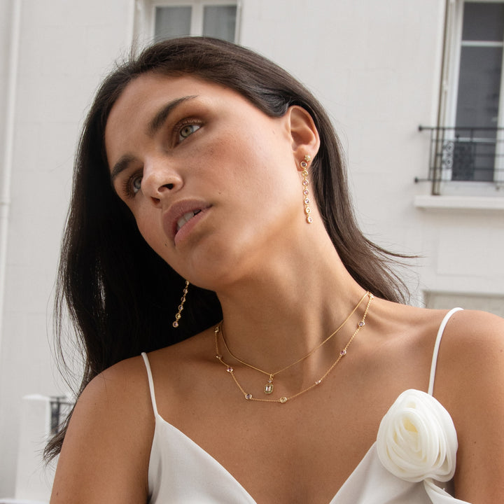 Earring with colored stones - 424139Y
