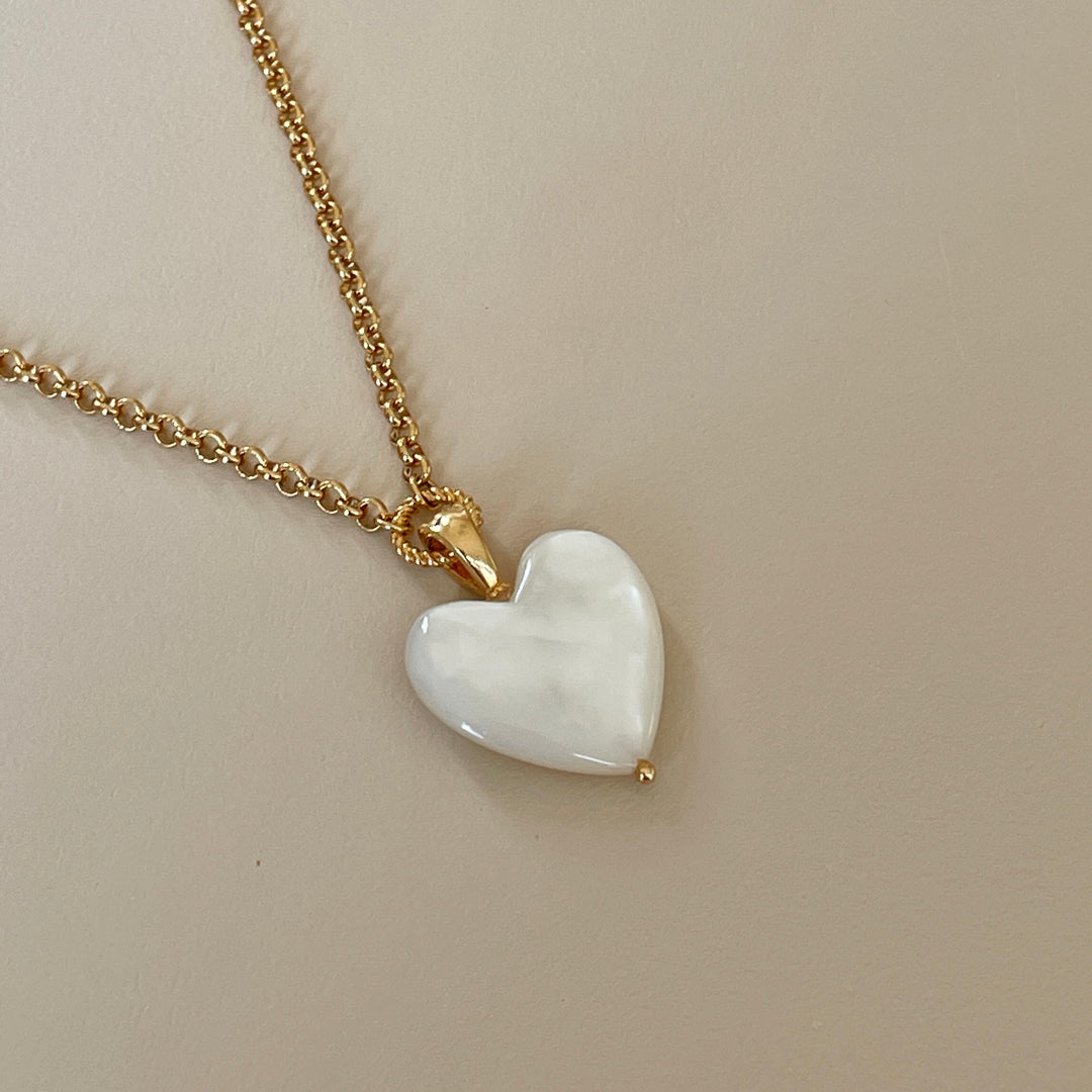 Necklace with heart shaped pearl - 32464Y