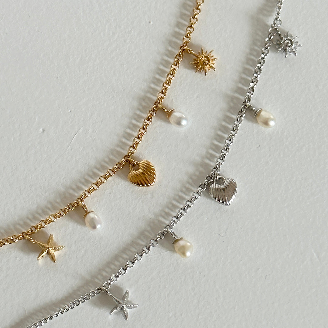 Halsketting met hangers en parels - 32474S