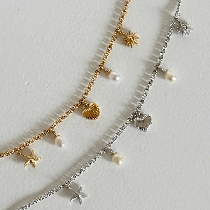 Halsketting met hangers en parels - 32474S