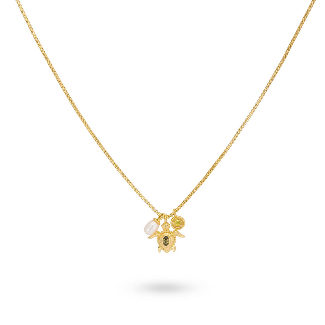 Ketting met schildpad en zoetwaterparel