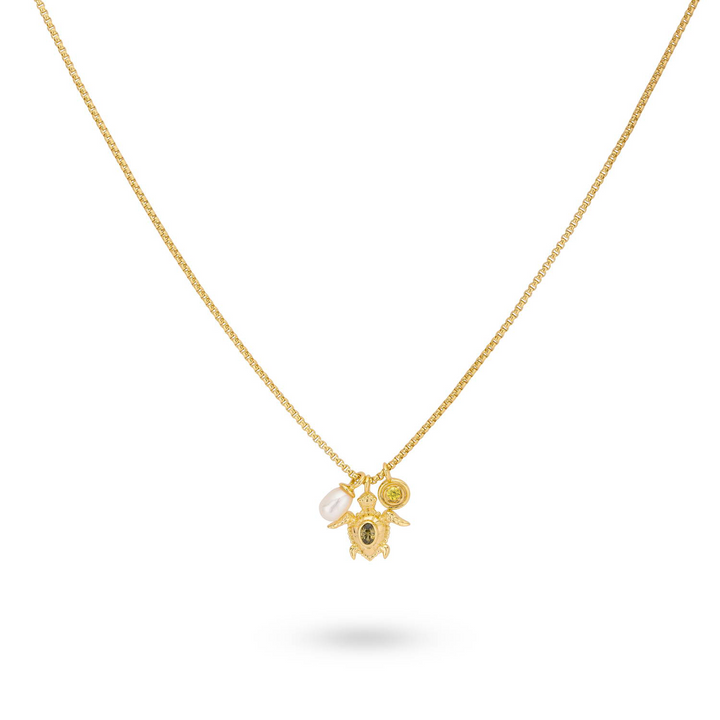 Ketting met schildpad en zoetwaterparel - 32483Y