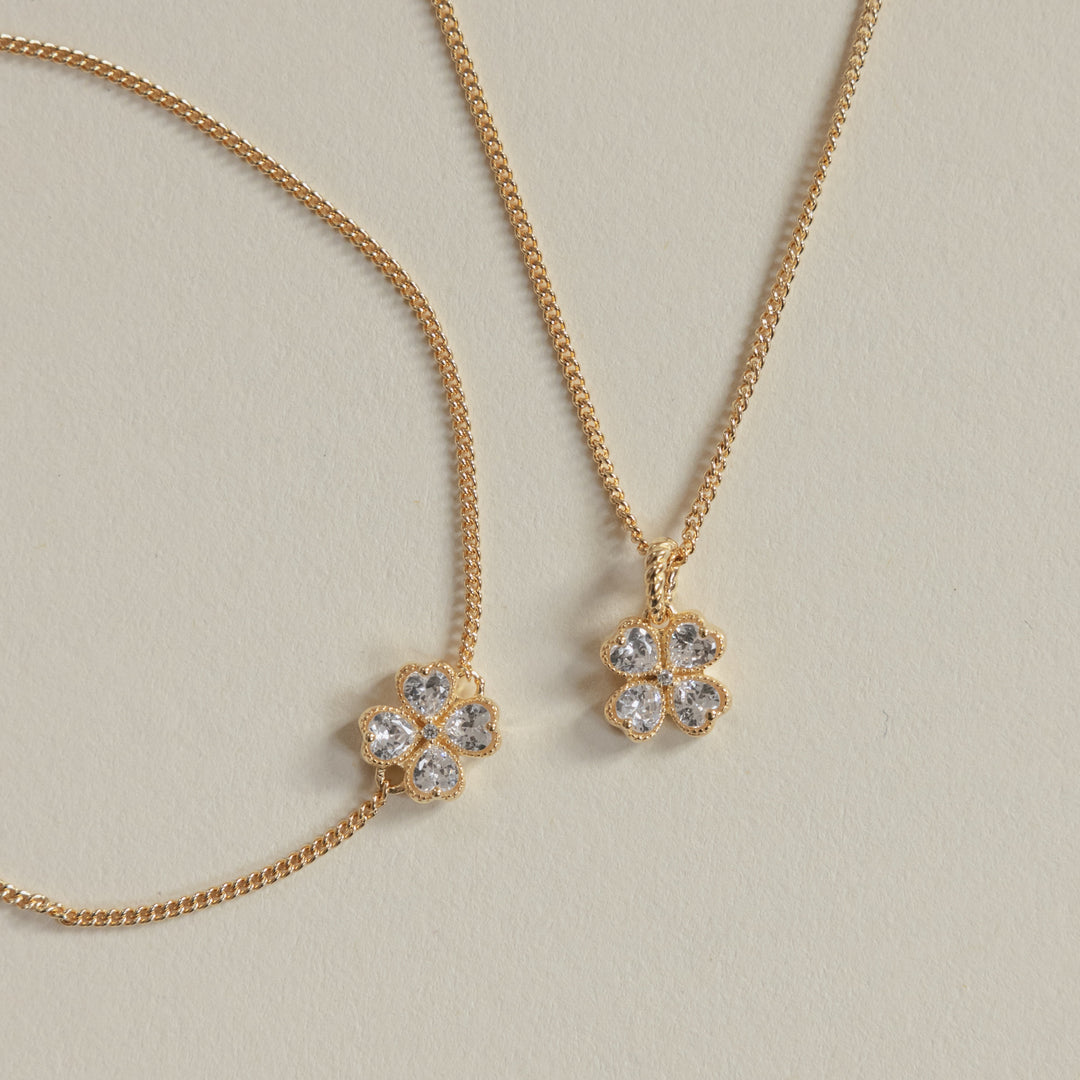Ketting met klaver hanger - 32489Y
