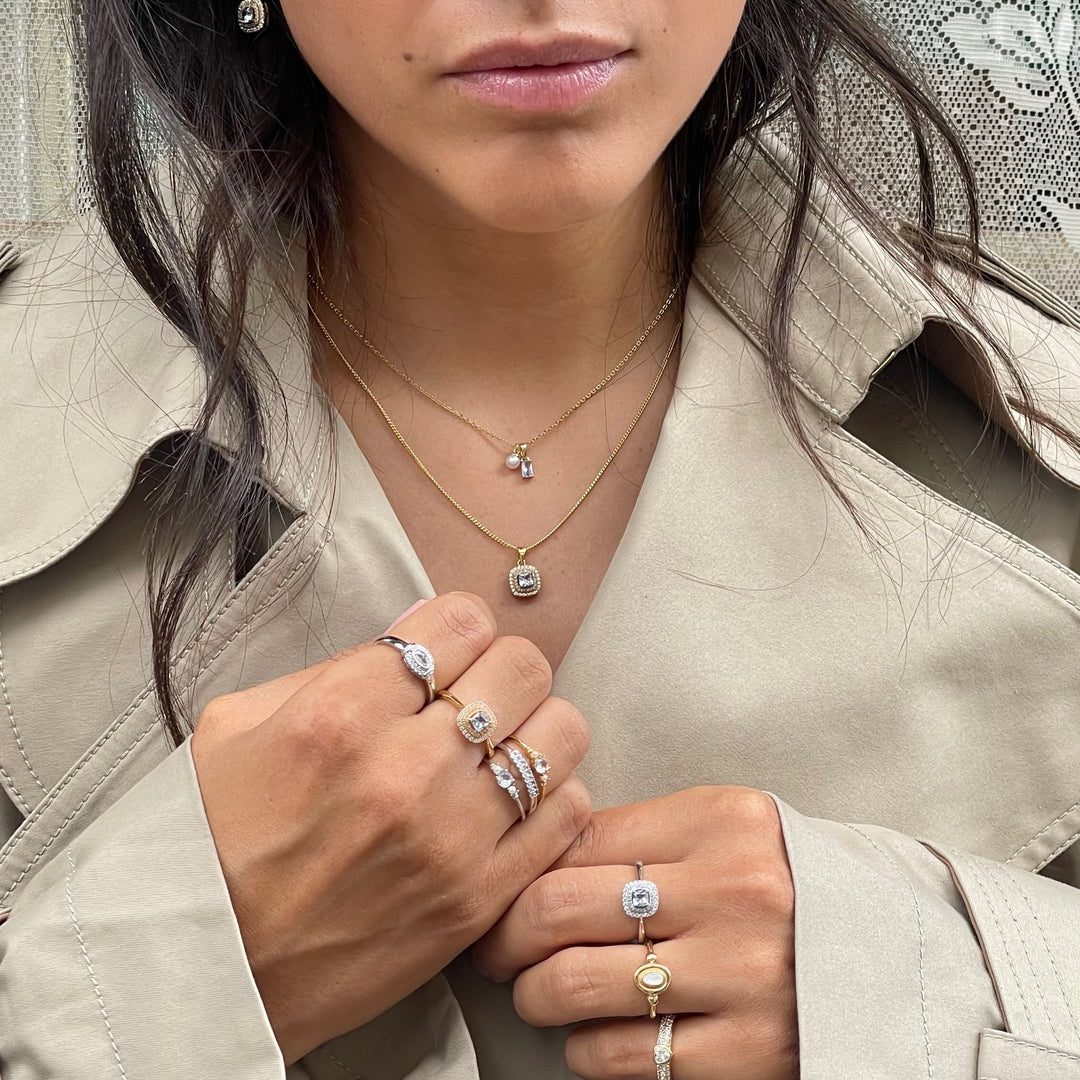 Necklace with colored stone and sweetwater pearl - 32497Y