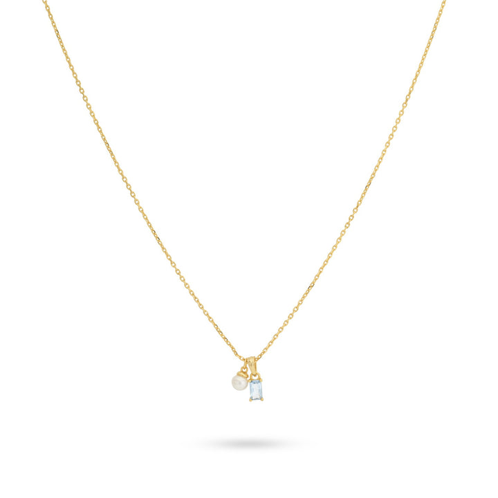 Necklace with colored stone and sweetwater pearl - 32497Y