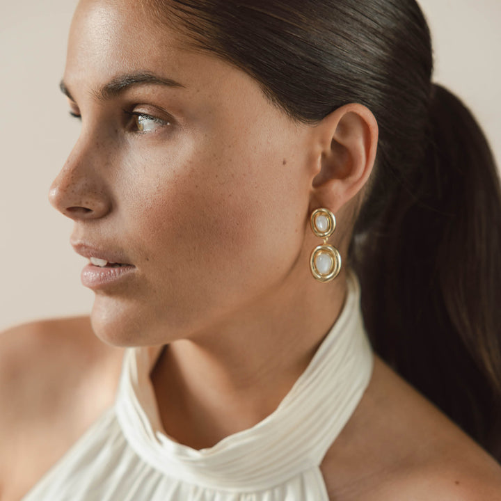 Statement oorbel met parelmoer - 424120Y