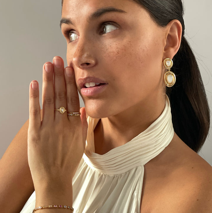Statement oorbel met parelmoer - 424120Y