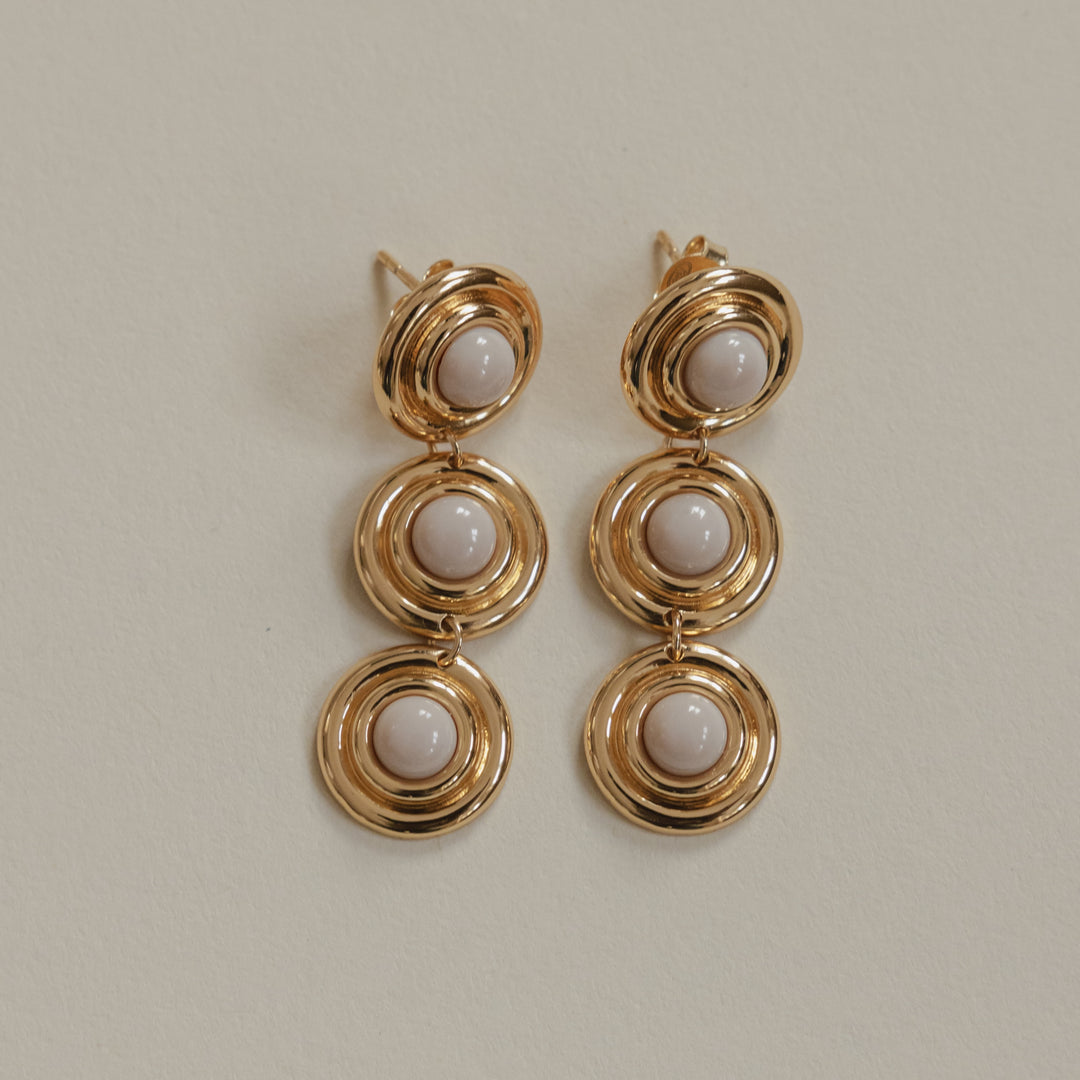 Statement oorbel met roze steentjes - 424126Y