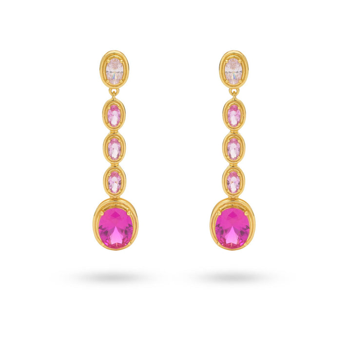 Statement oorbel met roze steentjes - 424129Y