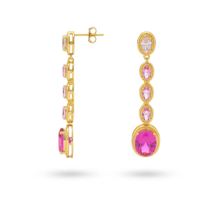 Statement oorbel met roze steentjes - 424129Y